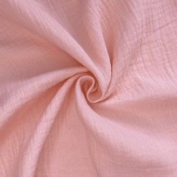 Ткань Муслин Жатый, цвет Нежно-Розовый (на отрез)  в Москве