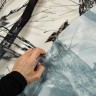 Ткань Оксфорд 150D камуфляж "Зимний лес" на отрез